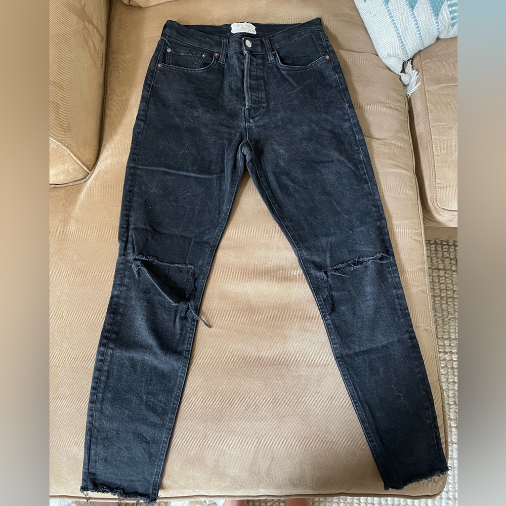 Free People High Rise Distressed Skinny Jeans